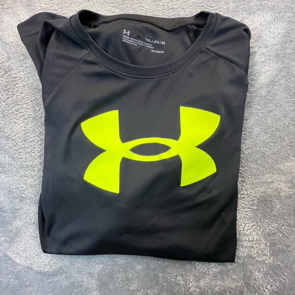 Under Armour Shirt Youth Extra Large Long Sleeve Heat Gear Base Layer Neon Logo - Picture 9 of 9